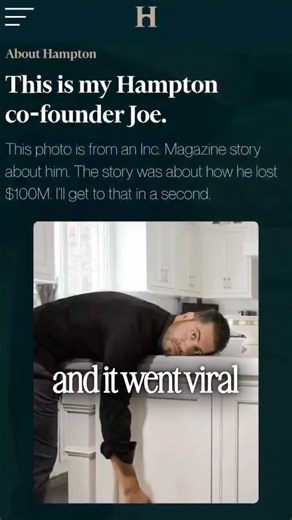 Sam Parr on Instagram: "Joe sold his first company at 24 for $114M. A few years later, he built LittleThings to $65M in revenue and was about to sell. Then Facebook changed its algorithm. Traffic dropped 75%. The deal fell apart. He sold the company weeks later for almost nothing. That’s when Joe and I met. He was trying to figure out what to do after LittleThings. I was running a growing media company and had no real peers. Now we’re building Hampton to stop other founders from having to do it