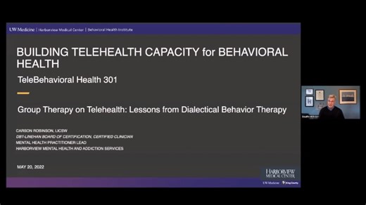 TeleBH 301: Group Therapy on Telehealth: Lessons from Dialectical Behavior Therapy (DBT)