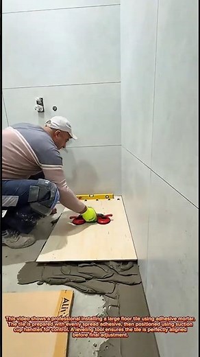 Perfect Floor Tile Installation Using Suction Tools and Leveling Technique