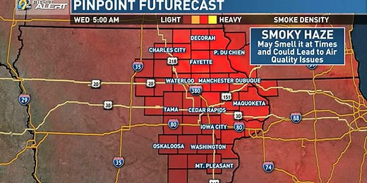 Hazy skies continue as upper level wildfire smoke impacts Iowa