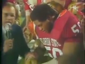 4.7K views · 97 reactions | January 1, 1981: Florida State All American nose tackle Ron Simmons is interviewed by NBC's Bob Trumpy on the sidelines during an 18-17 loss to Oklahoma in the 1981 Orange Bowl. | Ghosts of the Orange Bowl | Facebook