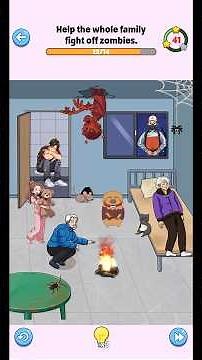 Brain Up: Drama puzzle game - Level 21 - Help the whole family fight off zombies.