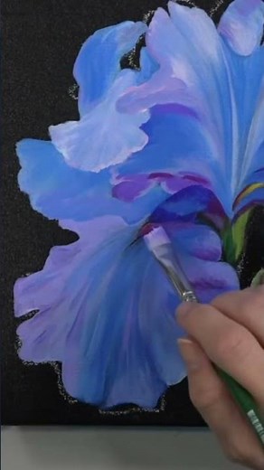 “How to Paint a Blue Iris” 👩‍🎨💙 full acrylic painting tutorial on my channel!🙂 #art #shorts