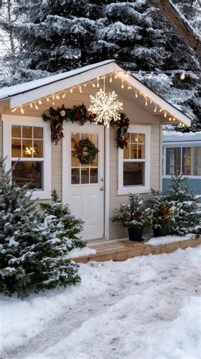 85K views · 1.6K reactions | Transform your cozy she shed with enchanting Christmas decor ideas, think twinkling lights, festive wreaths, and charming accents for a magical winter wonderland retreat. | Lovely Harbor | Facebook