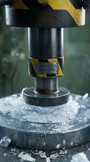 Blocco di ghiaccio gigante sotto pressa 😱❄️💥#shorts #asmr