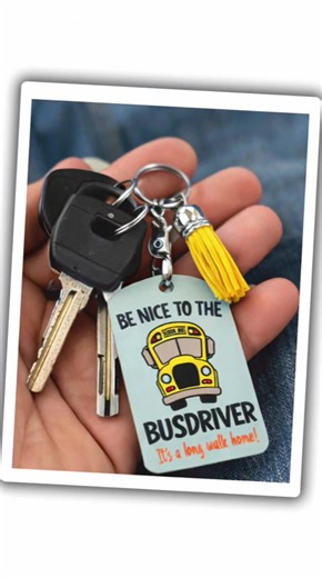 Bus drivers deserve all the love 🚌💛 “Be Nice to the Bus Driver… It’s a long walk home!” keychain. Perfect gift for bus drivers, teachers, or end-of-year appreciation gifts! #busdriver #busdrivergift #teacherappreciation #schoolstaff #keychain