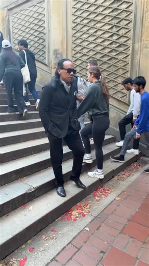 BVIRAL on Instagram: "😮 #BVIRAL (@robiinchanning @robinchanning) Man in Black Suit Moves Forward as Crowd Walks Backward in Central Park"