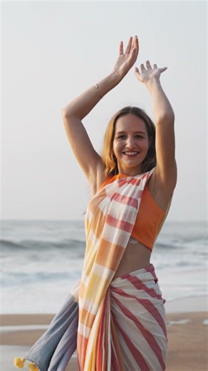 Blush Blossom Stripe Saree | Bamboo Cotton Saree | I Love Sarees