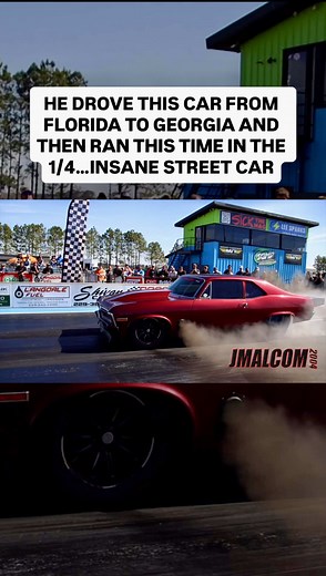 Straight monster…especially to drive the car from Florida to Georgia and then run a time like this #dragracing #dragrace #turbo #twinturbo #fast #speed #racecar #streetcar #hotrod #bigblockchevy #horsepower