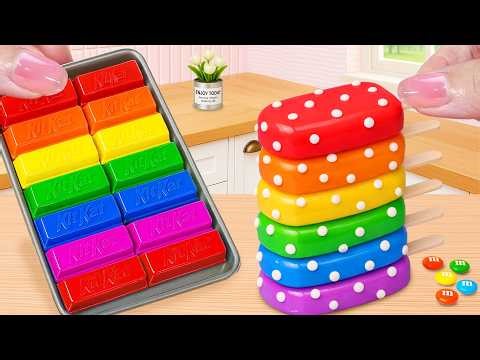 How To Make Mini Rainbow KitKat Cake & Popsicle Ice Cream🌈 Colorful Decorating ASMR| Cute Mini Bakes