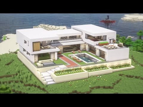 Minecraft: How To Build a Large Modern House Tutorial(#28) | 마인크래프트 건축, 모던하우스, 인테리어