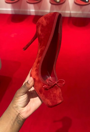 Christian Louboutin Red Satin Ballerina Pointe Heels