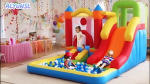 Bounce House with Double Slide,Large Jump House for Kids Inflatable Bouncer with Air Blower Indoor/Outdoor Bouncy Castle for Backyard,Park & Birthday Parties (Bounce House with Ball Pit)