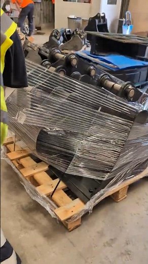 Strap it, wrap it, send it! Full bucket set heading out #packaging #asmrsounds #excavators