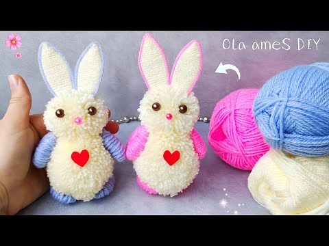 🐰 Super Easy Cute Bunny Making Idea ❤️ DIY Rabbit Symbol 2023 with Yarn🐰 Woolen Bunny Making at Home
