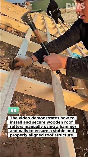 Manual Roof Framing Installation | Nailing Wooden Rafters by Hand