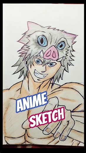 Inosuke hashibira sketch🎨 #ballpenartist #anime #art #kakashi