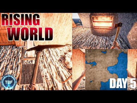Huge Advancement Day! Map, Huge Furnace, Grindstone! Rising World Day 5