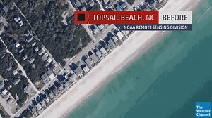 1K views · 66 reactions | Aerial views of Topsail Beach, North Carolina before and after Hurricane #Florence. | The Weather Channel | Facebook