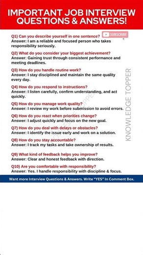 10 Most Important and Common Interview Questions and Answers