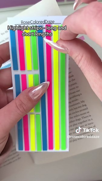 More new highlight strips habe hit the shop today! These pads of strips have both long (roughly 5.5”) and short (roughly 2.75”) lengths! We have neon colors and pastel colors available 😍 #transparentstickynotes #stickynotes #pageflags #bookstagram #booktok #book #annotatedbooks #annotating #stationery #stationerylove #stationeryshop #smallbusiness #planner #plannercommunity #plannershop #rosecoloreddaze #asmr #tiktokshop #asmrsounds #asmrvideo #asmrtiktoks #fyp