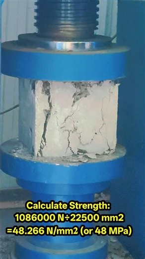 Calculating compressive strength of a concrete cube quality control to ensure structural safety