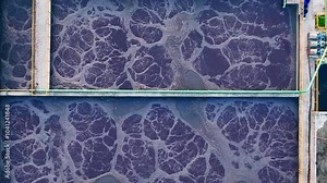 Wastewater Recycling and Treatment Industrial ETP Plant Aerial Video,Aeration, Filtration ETP Operations Stock Video