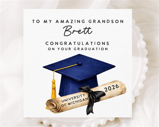 Graduation Card for Grandson Personalized Graduation Gift Class of 2026 Card College Graduation Keepsake From Grandma Grandpa - Etsy