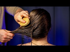 ASMR Wet Hair Brushing on a Real Person - Relaxing and Soothing Sounds - No Talking