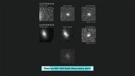 On the night of Feb. 24, NSF-DOE Vera C. Rubin Observatory released its first scientific alerts, enabling dynamic, real-time observation of the night sky. 🌌 Each alert signals something that has changed in the sky since Rubin last looked. With these alerts, scientists will have a greater ability to catch supernovas in their earliest moments, discover and track asteroids to assess potential threats to Earth and spot rare interstellar objects as they race through the solar system. "By connecting