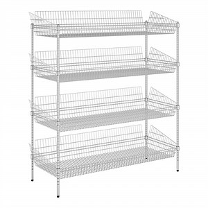 Regency 24" x 60" x 64" NSF Chrome Stationary 4 Basket Retail Storage Display Stand