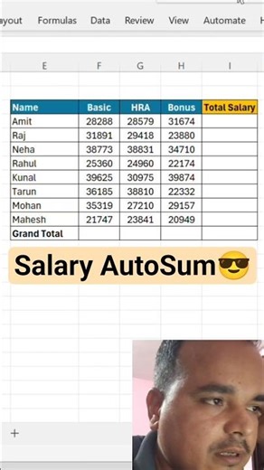 Calculate salary sheet in single click #salarysheet #excel #autosum