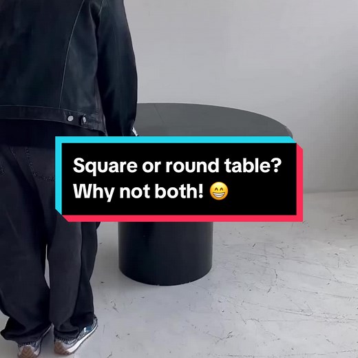 Can’t decide between a round or square table for your home’s aesthetics? Speak to your interior designer to try this transformative dining table. Bonus: instantly get more dining area when you have guests over 😁 #diningtable #homedecor #interiordecor