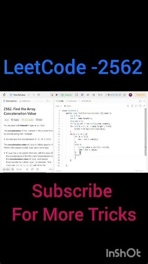 Leetcode :- 2562. Find the Array Concatenation Value #java