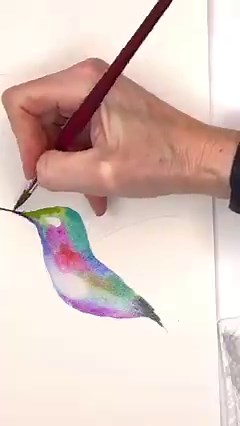Paint a simple hummingbird-I show you how- check out the real time tutorial on my YouTube- link in comments!!#watercolor #watercolorforbeginners #beginnerwatercolor #watercolorartist #watercolorart | Ellen Crimi-Trent Art and Design