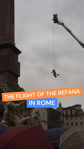 Live Virtual Guide | Rome on Instagram: "Have you ever heard of this tradition? ⤵️ The Befana is celebrated on January 6th throughout Italy, and she is very popular among kids (and adults as well!) 😜 In Rome, the center of this celebration is Piazza Navona. Every year in the morning, the befana flies, with the help of the firefighters, from the church of Saint Agnes, down to the square to bring candies to the kids. It is such a moment of joy for the city! 🧡 Want to discover more gems of Rome w