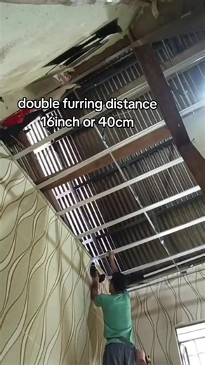 ano ngaba Ang distance Ng double furring? #pvcceilinginstallation #highlighteveryone #tips #tutorial