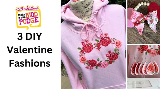 5.1K views · 65 reactions | Valentine DIY Fashion! Create a cute Heart Hoodie, Rose and Pearl Earrings and a No-Sew Fabric Hairbow with Mod Podge. Cathie from Handmade Happy Hour with Cathie Filian is teaching all the fun Valentine Fashion projects!  Learn more about Mod Podge at plaidonline.com/brands/mod-podge​  Watch more Make It With Mod Podge: bit.ly/MakeItWithModPodge  Sign up for our newsletter! plaidonline.com/email-signup | Plaid Crafts | Facebook
