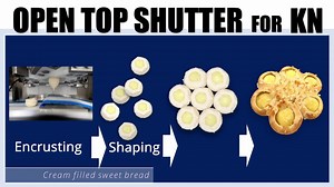 Open Top Shutter (Optional device for Rheon encrusting machines) Encrusts filled product with its top opened. Open Top Shutter is applicable for various products. More information? Please visit us! Rheon Europe Homepage https://www.rheon-europe.com YouTube Channel https://www.youtube.com/channel/UCz8spvRB0HGs3ZWyxdT7IoA Rheon Newsletter - Let's subscribe! http://eepurl.com/giB5aX | RHEON Automatic Machinery GmbH