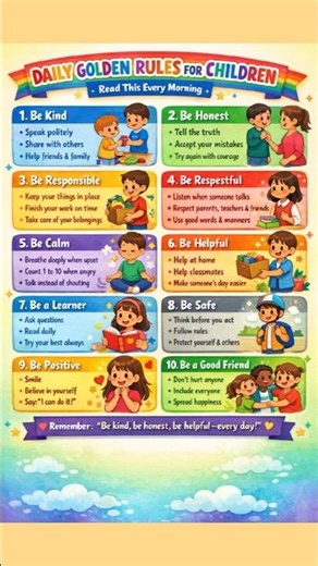 Daily Golden Rules for Kids|Good Habits Every Child Should Learn #kidslearning #parenttip