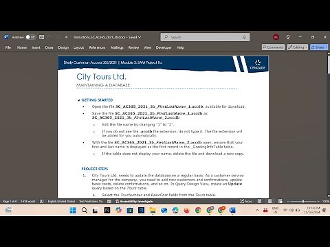 Shelly Cashman Access 365/2021 | Module 3 Sam Project 1b | City Tours Ltd