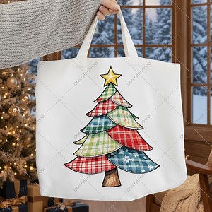 Christmas Tree Clipart: Patchwork Style Holiday Illustration (PNG) - Etsy