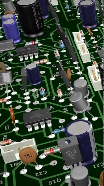 Computer Motherboard - Circuit Elements, Micro Chips - Spinning Loop Close Up - Side Angle View I - Vertical Full HD 3D animation animation for your computer technology business background