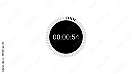 one minute countdown animation, one minute circle countdown timer video from 60 to 0 second on transparent background,1 minute timer counts hours minutes seconds in 60 seconds in 4k with alpha channel