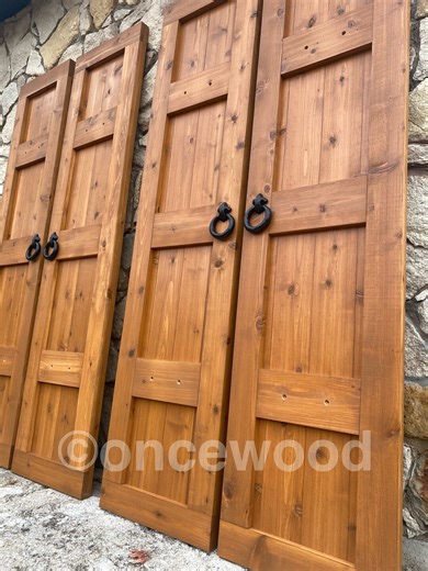 French Craftsman Cedar Shutters, Farmhouse Style, Chateau Stain, Exterior Shutters, New Shutters, Cedar Shutters, Wooden Shutters - Etsy