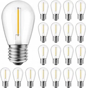 Brightown 25 Pack LED S14 Replacement Light Bulbs, Shatterproof E26 Medium Base Edison Vintage Bulbs Equivalent to 11 W, Fits for Commercial Outdoor Patio Garden Vintage Lights, 2700K, Warm White