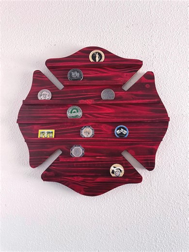 Maltese Cross Firefighter Challenge Coin Display: Thin Red Line Gift, Firefighter Retirement Gift - Etsy