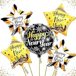 KatchOn New Year Balloons - Happy NYE Pack of 5 - Foil Balloons & Decorations 2025