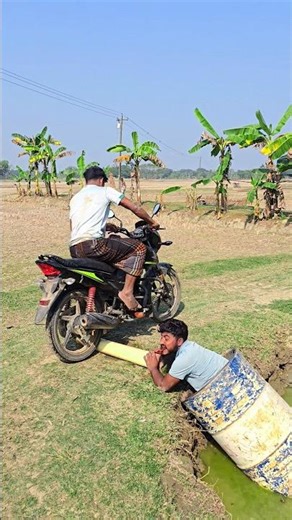 Hidden Drum Prank 😂 Banana Stem Stops Motorcycle | Funny Village Surprise