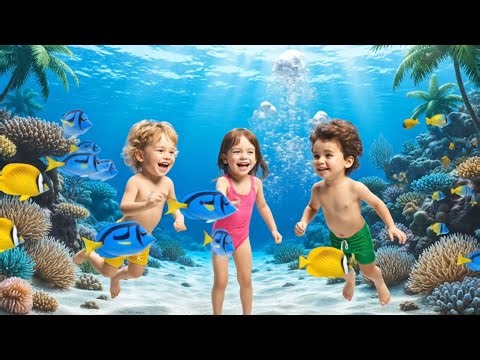 "Kids' Underwater Adventure: Exploring with Beautiful Fish!